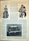 Old 1898 Ladies Fashion Gown Cloth Velvet Chic Opera Cape London Gift Victorian