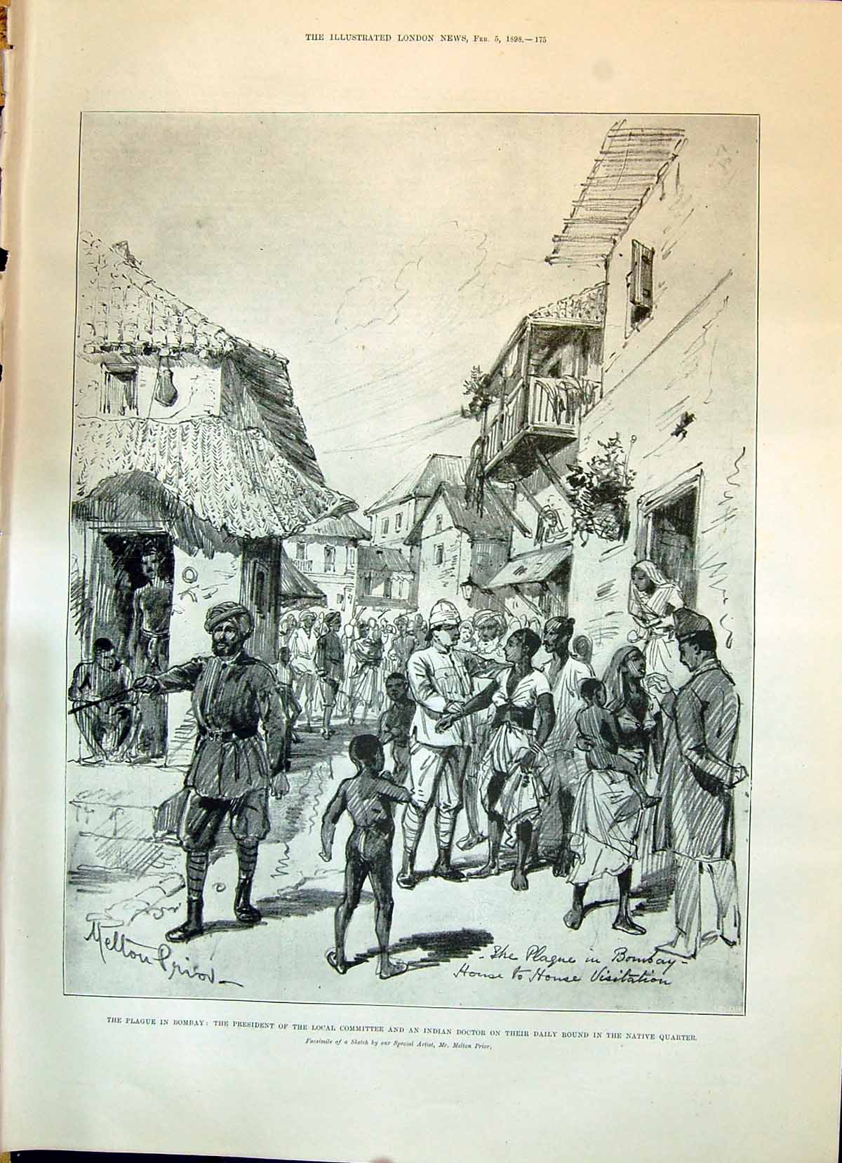 Old 1898 Plague Bombay Indian Doctor Ficers Army Ship Fisher Macdonal Victorian