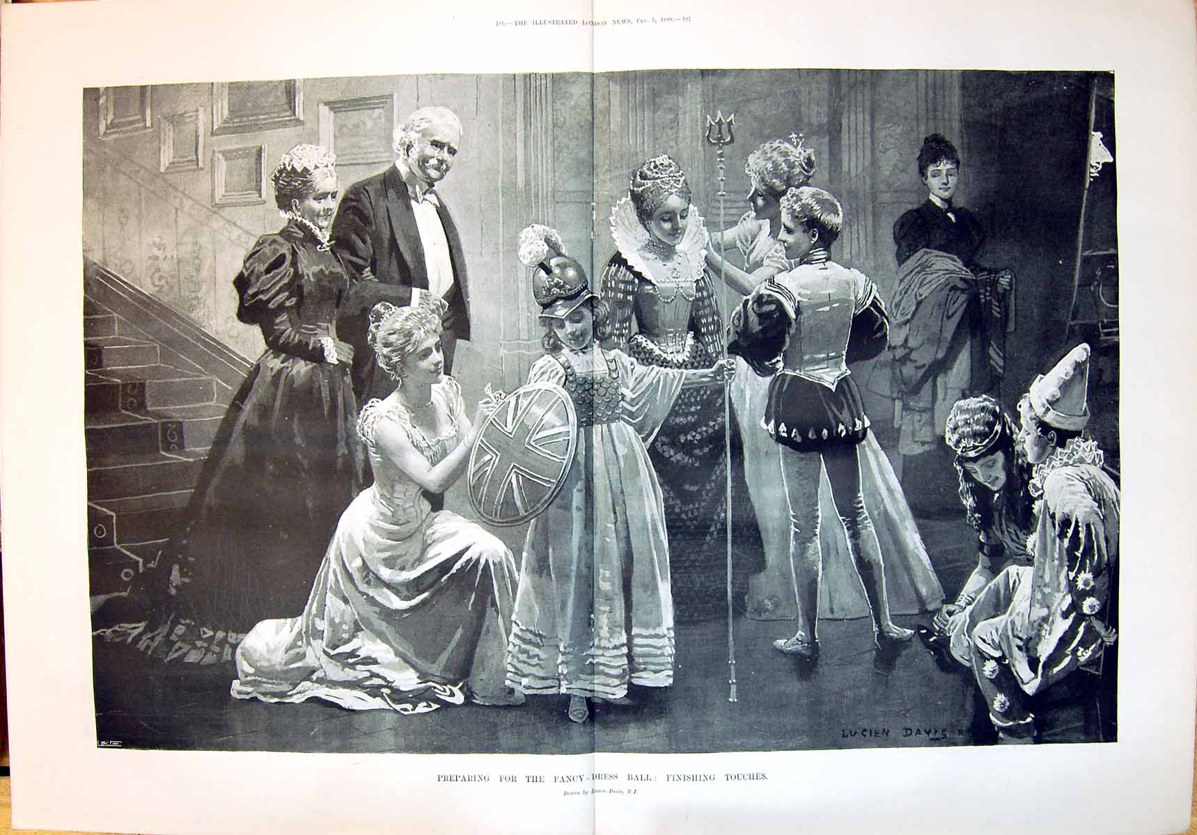 Old 1898 Preparing Fancy Dress Ball Finishing Touches Costumes Lucien 19th