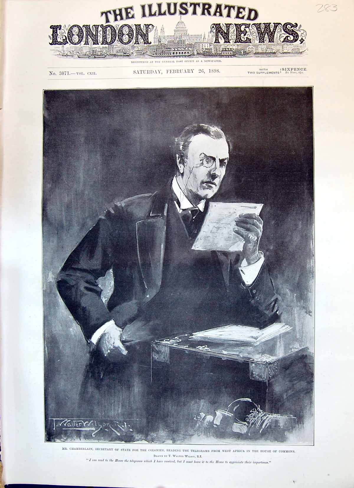 Old 1898 Chamberlain Secretary State Colonies Reading Telegrams Commo Victorian