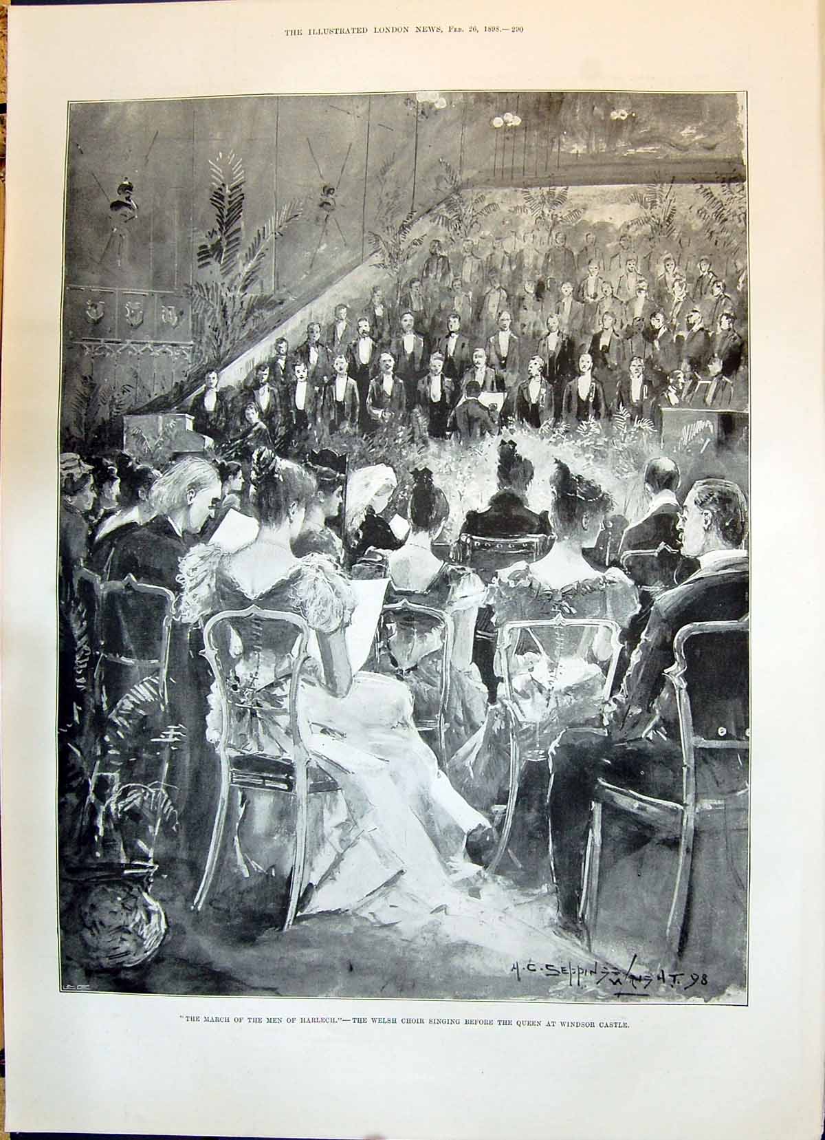 Old 1898 Welsh Choir Windsor Castle Queen March Harlech Lowe Willard Victorian
