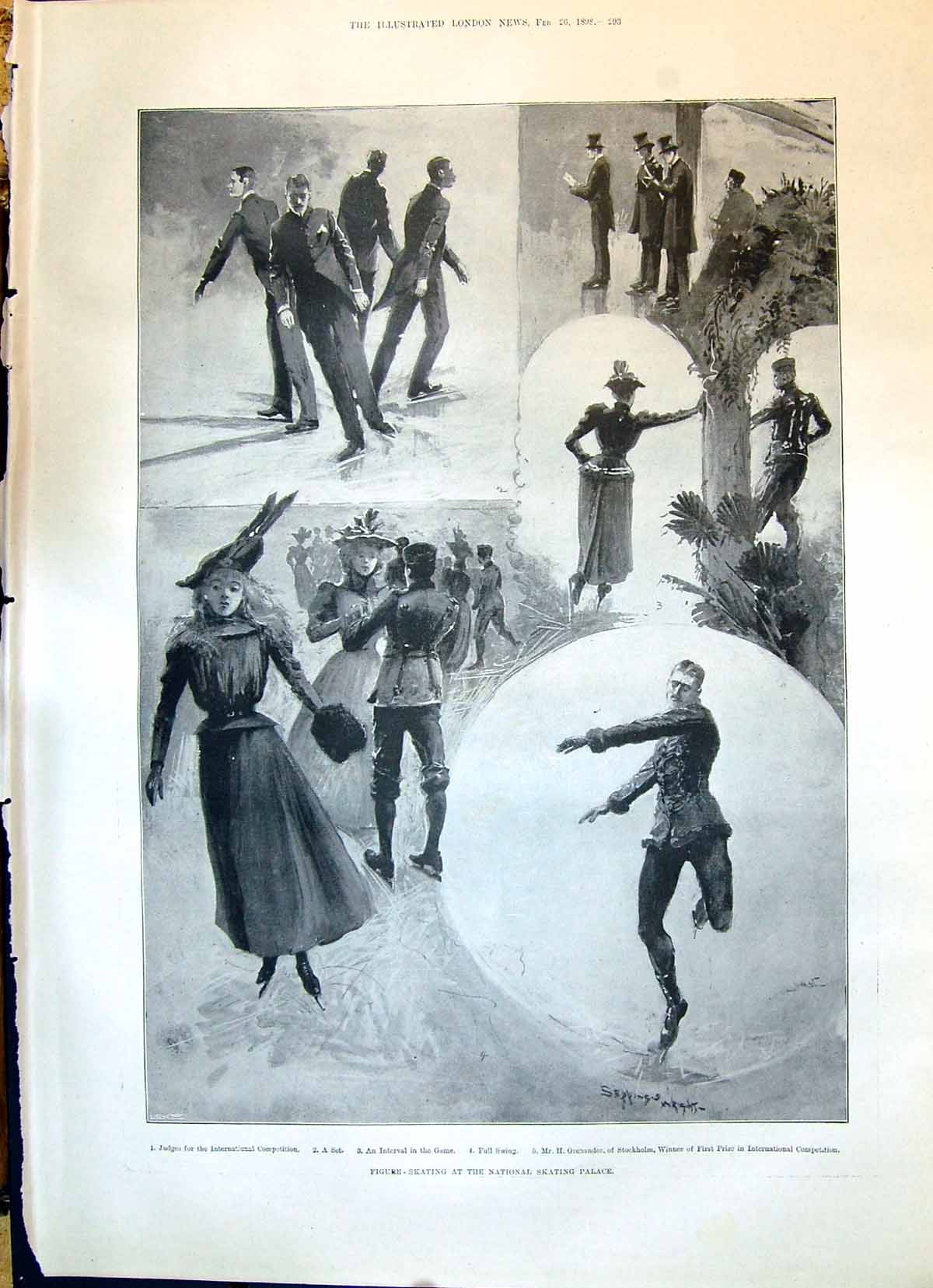 Old 1898 Figure Skating National Palace Grenader Ship Maine Havana Kh Victorian