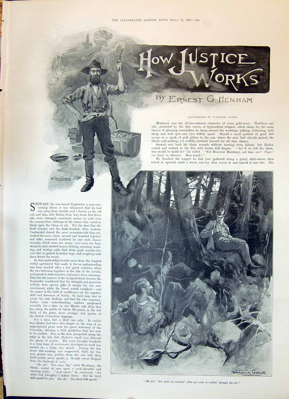 Old 1898 Story Illustration How Justice Works Ernest Henham Warwick G Victorian