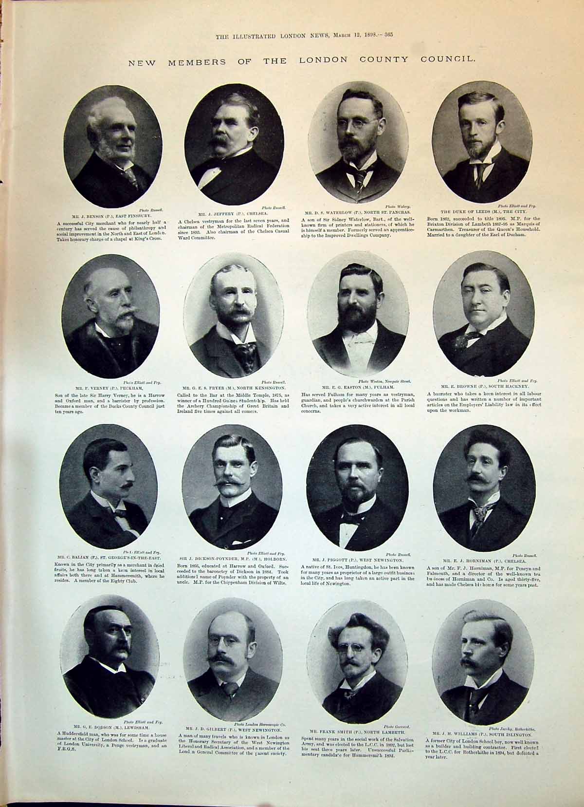 Old 1898 London Council Fryer Piggott Gilbert Browne Duke Leeds Balia Victorian