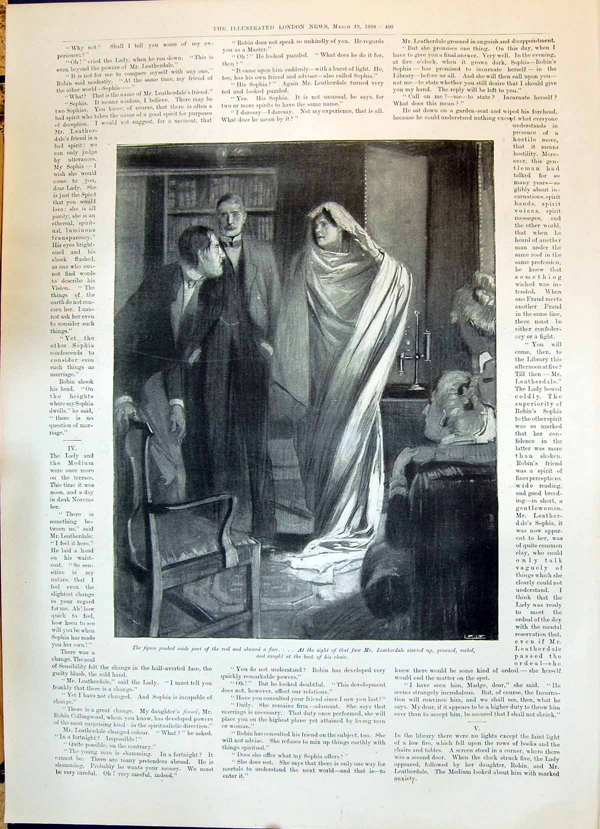 Old 1898 Leatherdale Men Lady Story Two Sophias Illustration Walter B Victorian