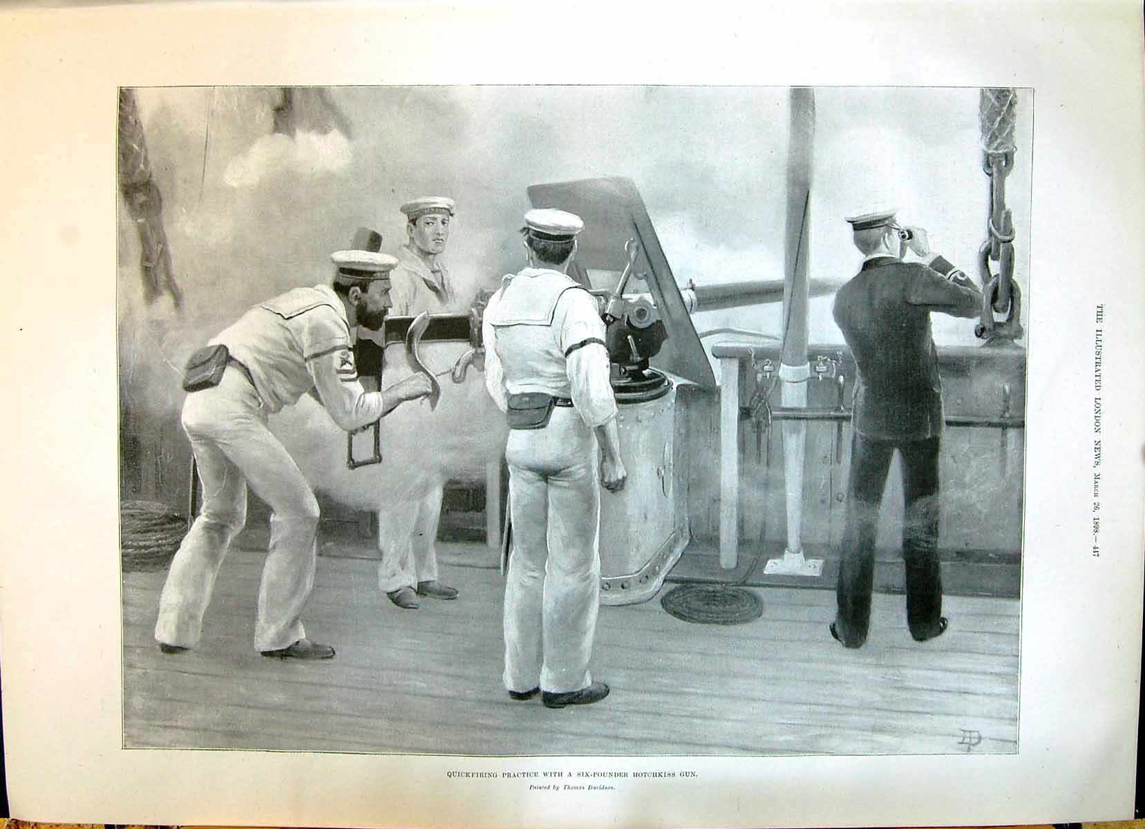 Old 1898 Quickfiring Practice Six-Pounder Hotchkiss Gun War Sailors S Victorian