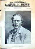 Original Old Antique Print 1898 Portrait Mr James Payn Man Wearing Glasses 19th