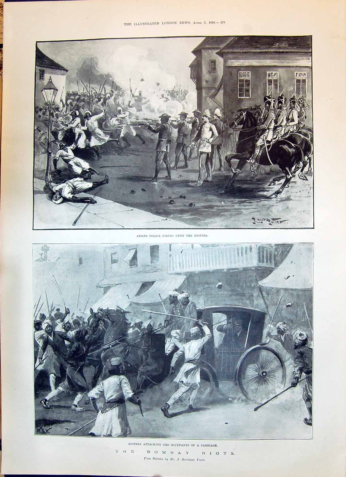 Old 1898 Armed Police Rioters Bombay Riots Barnes Oxford Cambridge Bo Victorian