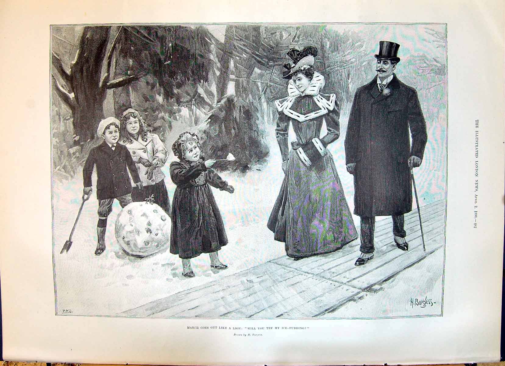Old 1898 Children Family Snow Ice-Pudding Ship Fox Sierra Leone Crew Victorian