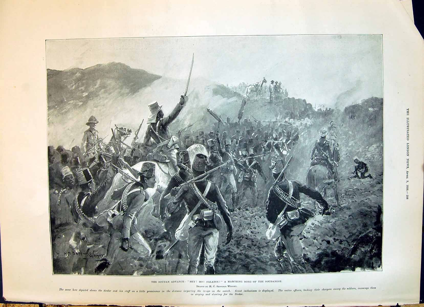 Old Print 1898 Soudan War Marching Song Soundaese Siers Orton Browne Joy 19th