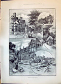 Old 1898 English Village Scene Norton Evesham Chiddingstone Kent Otte Victorian