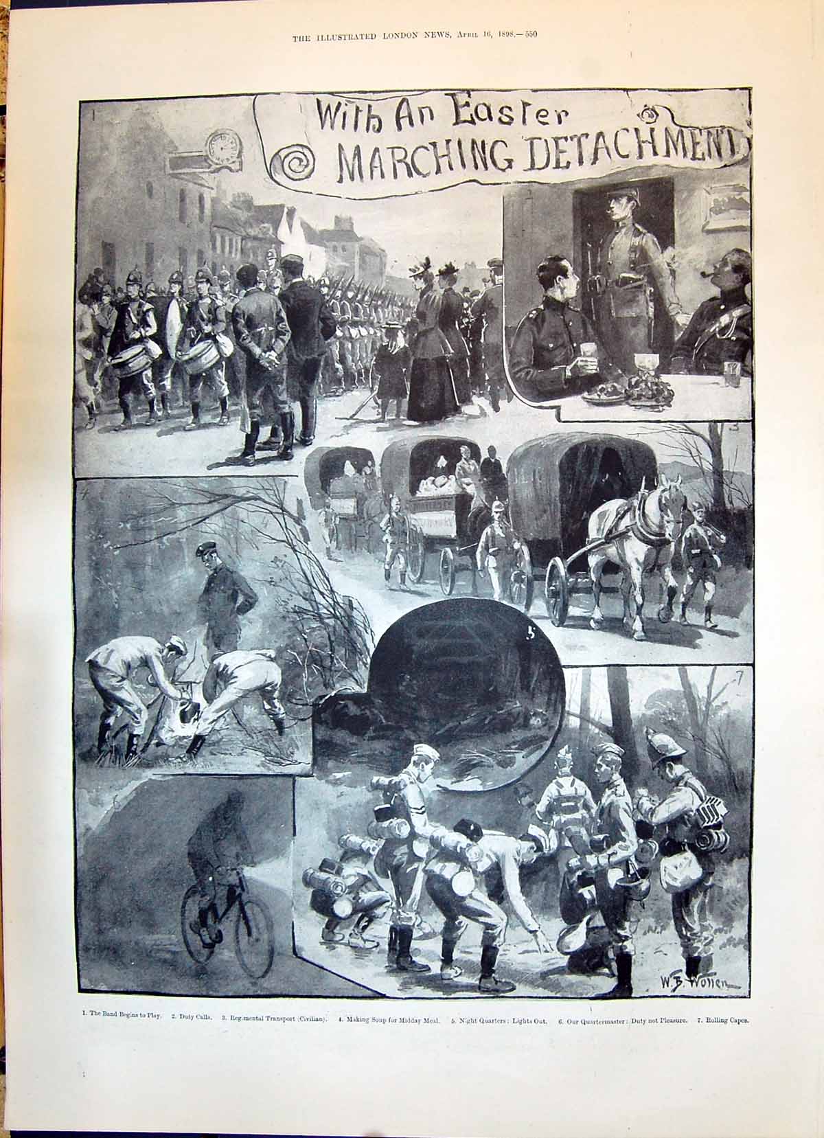 Old Print 1898 War Siers Marching Detachment Easter Scene Brighton Roman 19th
