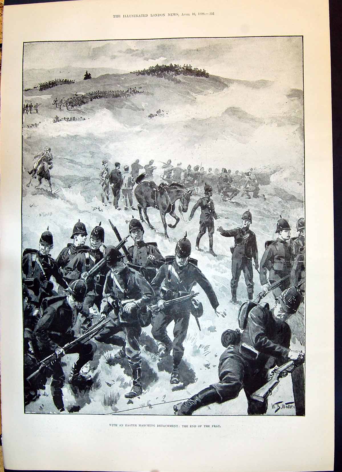 Old Print 1898 Easter Marching Detachment War Siers End Fray Weapons Wol 19th