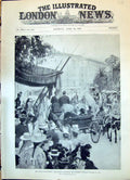 Old Print 1898 Queen Victoria Riviera Children Battle Flowers Nice France 19th