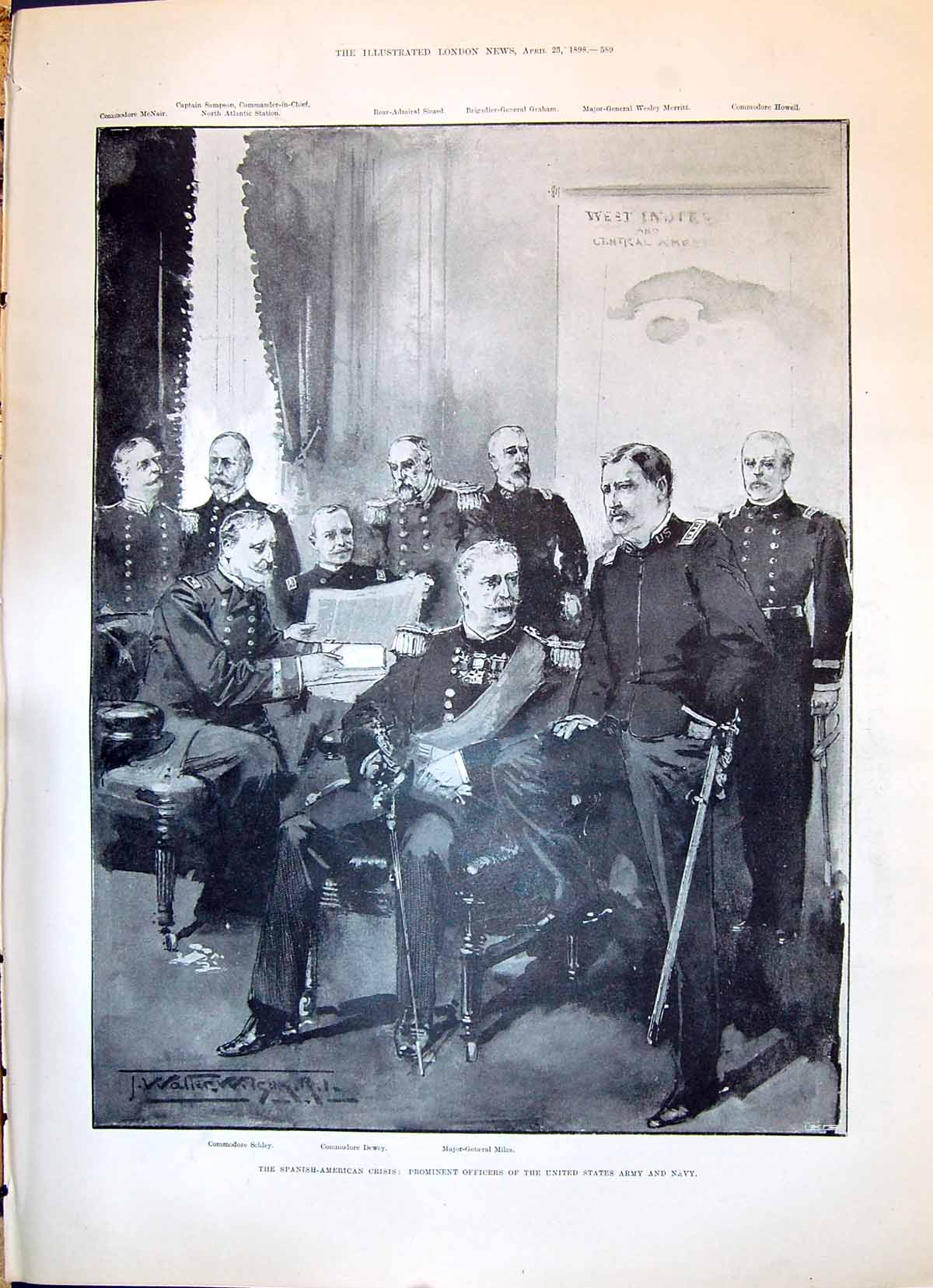 Old 1898 Spanish American War Army Navy Schley Dewey Miles Nile Assou Victorian