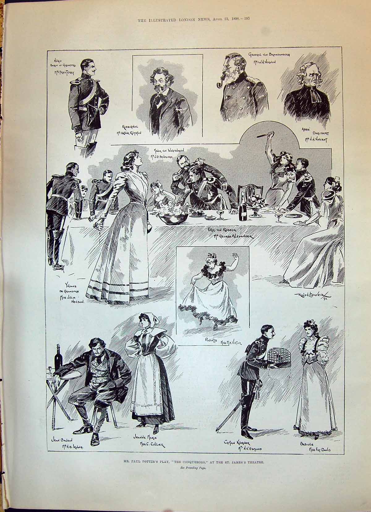 Old 1898 Paul Potters Play Conquerors James'S Theatre Irving Collier Victorian