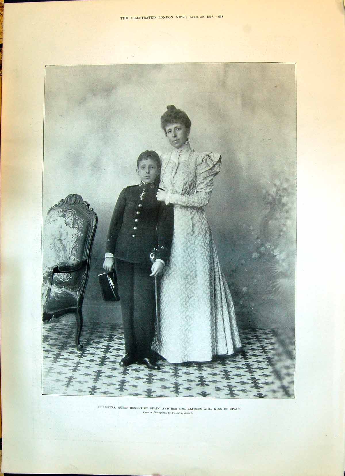 Old 1898 Christina Queen-Regent Spain Alfonso King Turner Humphrey El Victorian