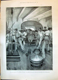 Old 1898 Spanish American War Man--War Ship Filling Gun Division Tubs Victorian