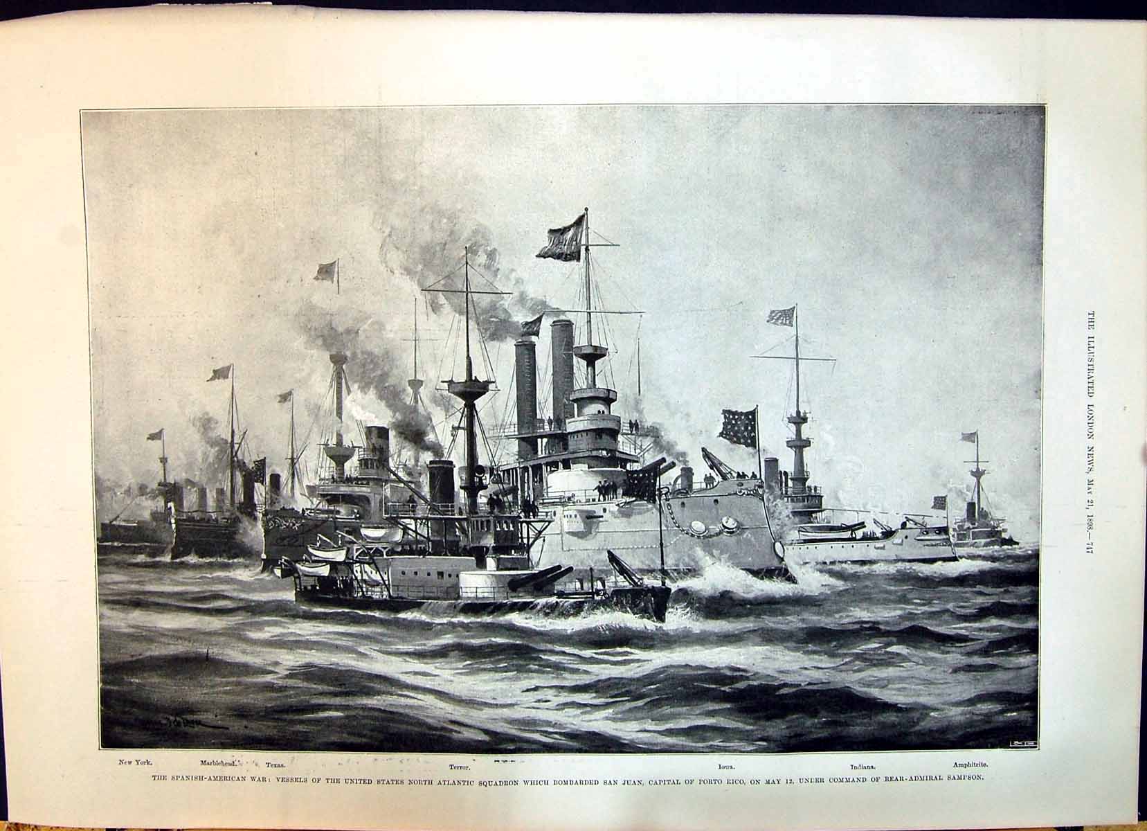 Old 1898 Spanish American War Ship Sanjuan Iowa Indiana Amphitrite Ma Victorian