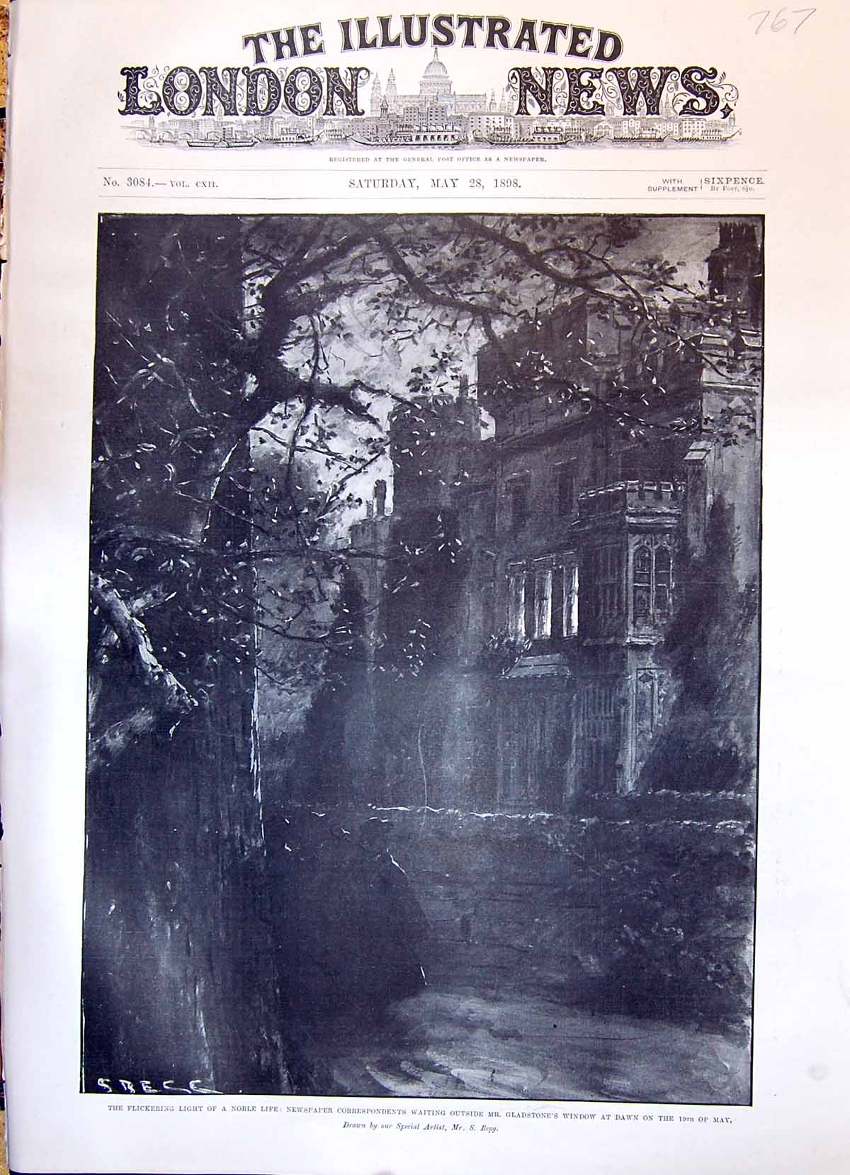 Old 1898 Scene Newspaper Correspondents Gladstone Window Hawarden Cas Victorian