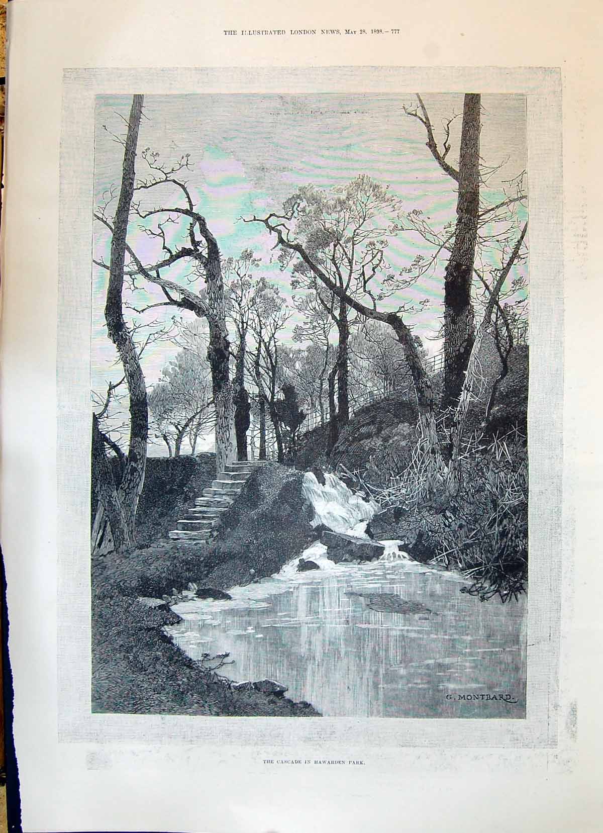Old 1898 Cascade Hawarden Park Montbard Announcement Death Gladstone Victorian