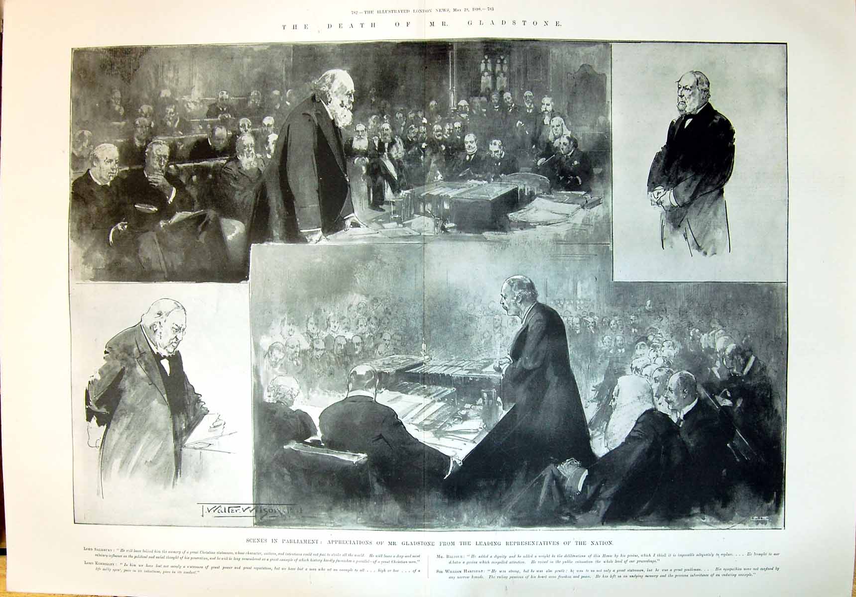 Old 1898 Parliament Lord Salisbury Kimberley Gladstone Balfour Harcou 19th