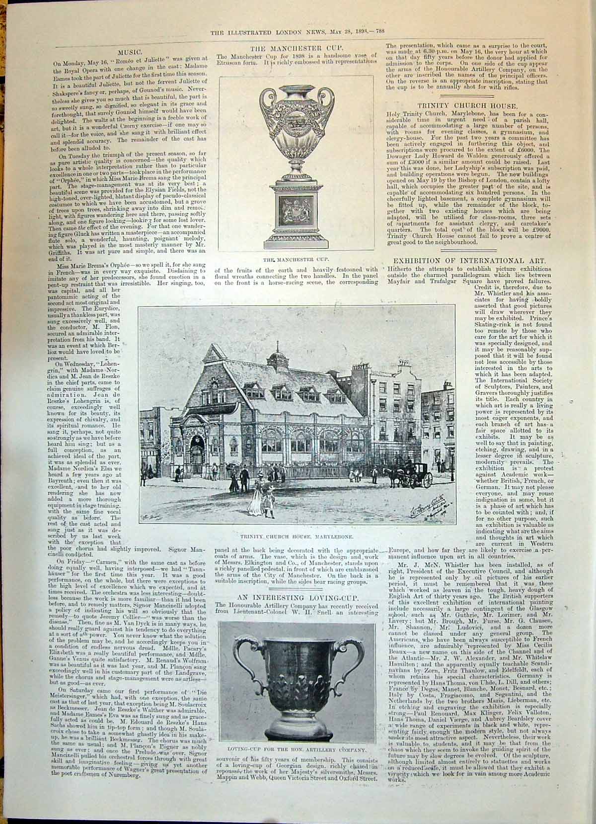 Old 1898 Manchester Cup Trinity Church House Marylebone Loving-Cup Ar Victorian