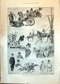 Antique Old Print 1898 Derby Day Scene Horses Racing Sport Jockeys Royal Box