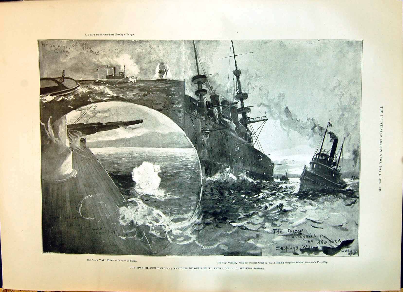 Old 1898 Spanish American War New York Ship Triton Sampson Gussie Cab Victorian