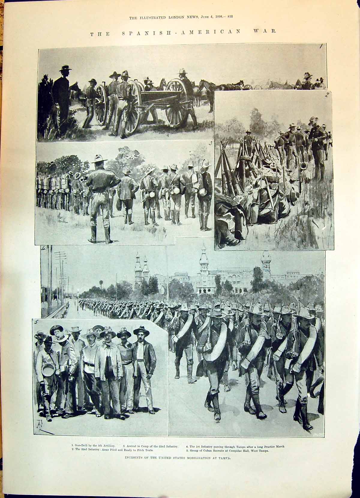 Old 1898 Spanish American War United States Mobilisation Tampa Ship W Victorian
