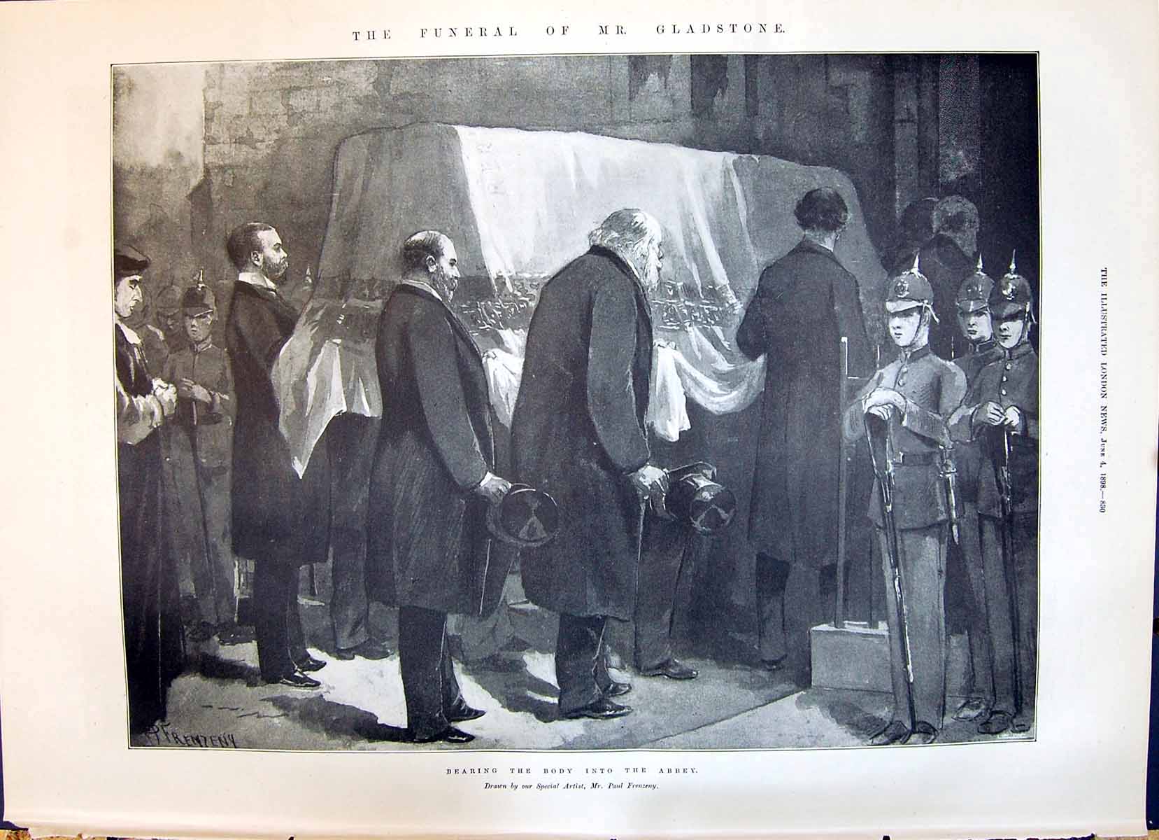 Old 1898 Funeral Gladstone Bearing Body Abbey Funeral Car Cortege Lon Victorian