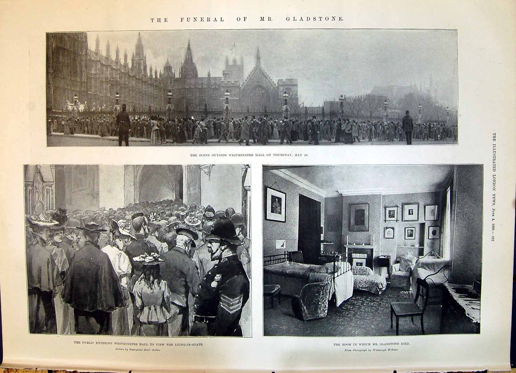 Old 1898 Funeral Gladstone Westminster Hall Chief Mourners Rev. Steph Victorian
