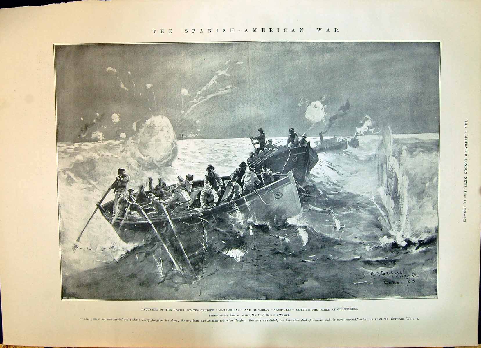 Old Spanish American War Launches Cruiser Marblehead Nashville Cienfu
