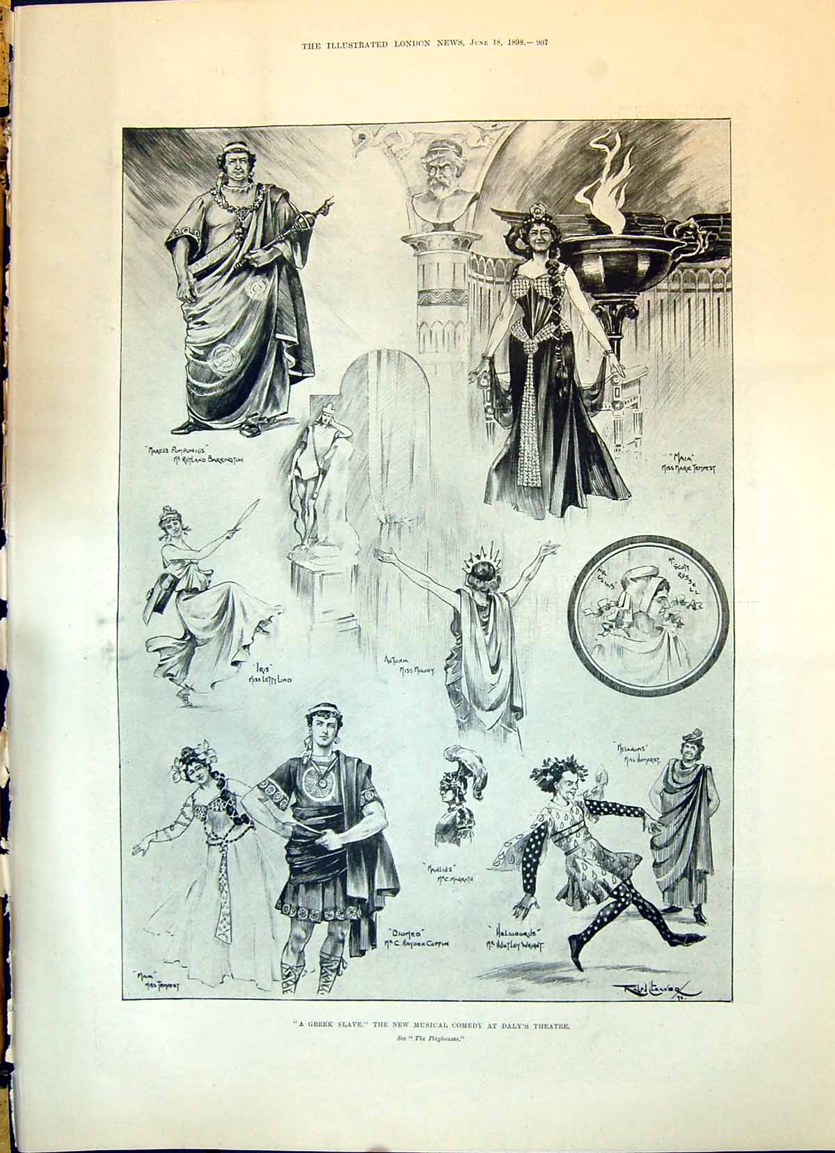 Old 1898 Greek Slave Musical Comedy Daly'S Theatre Children Parade Ga Victorian