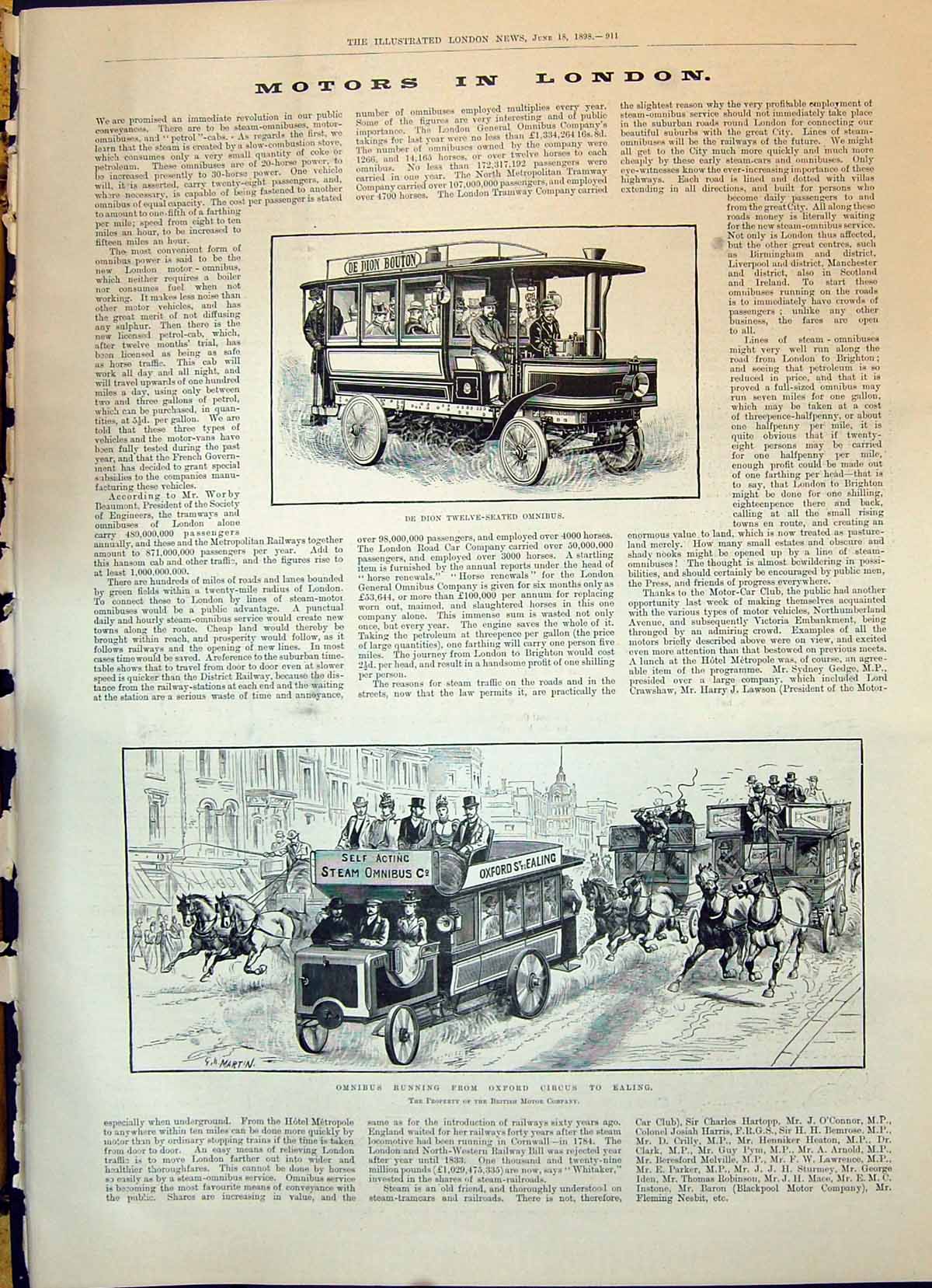 Old 1898 London Transport De Dion Twelve-Seated Omnibus Oxford Circus Victorian