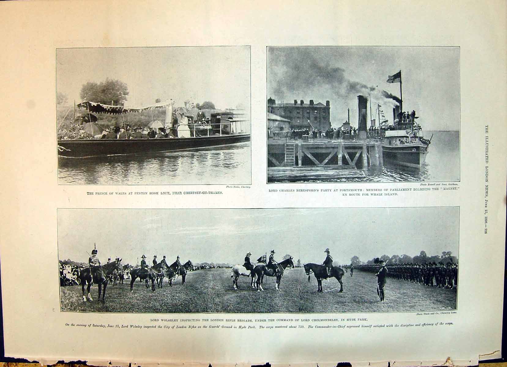 Old 1898 Prince Wales Penton Hook Lock Lord Beresford Wolseley Cholmo Victorian