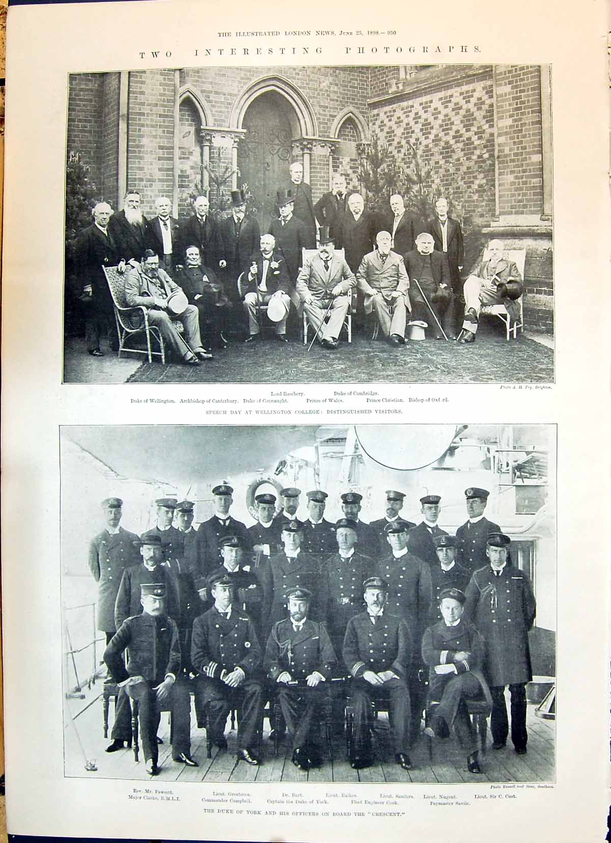 Old 1898 Wellington College Rosebery Cambridge Duke York Burt Sanders Victorian