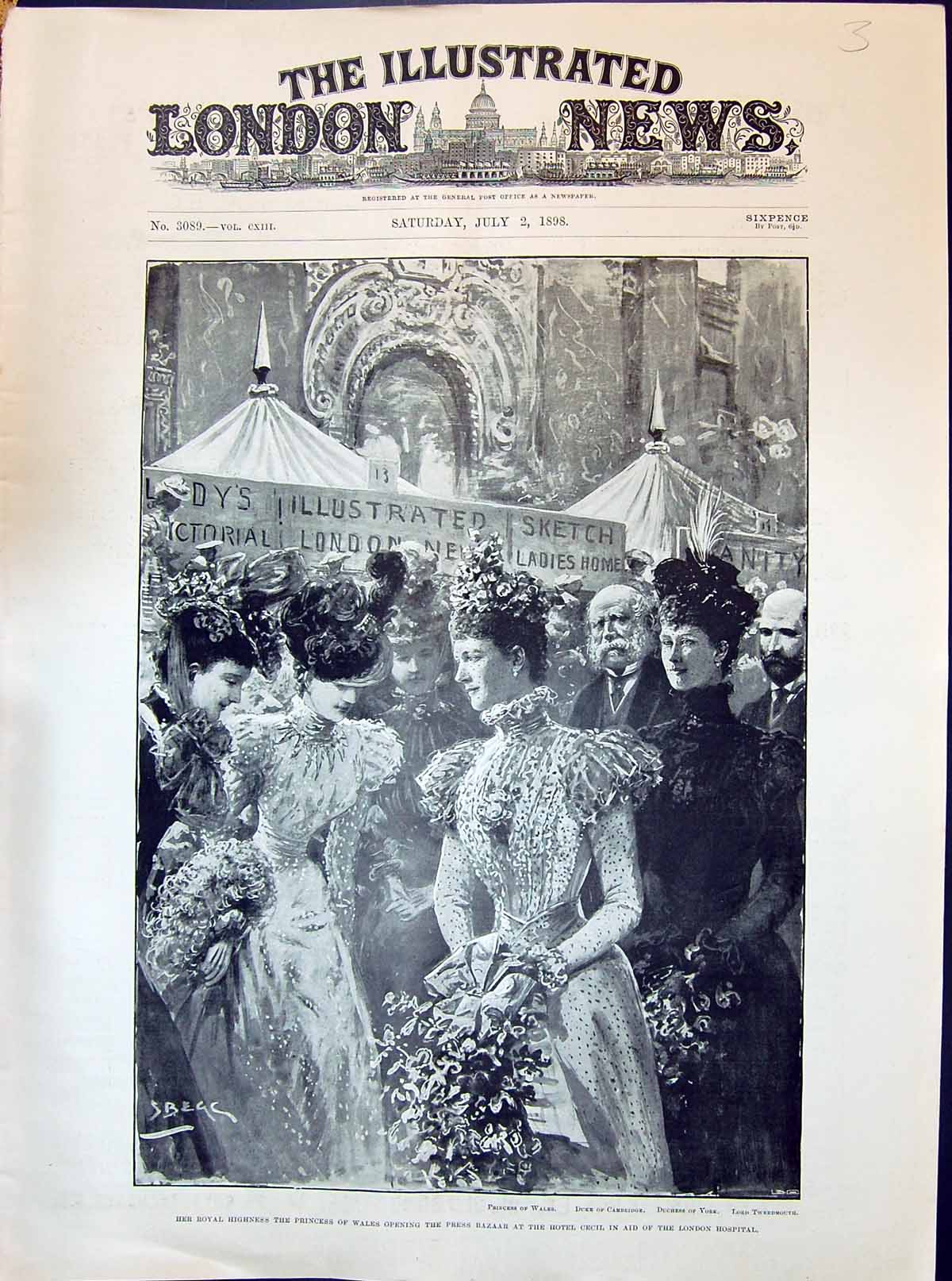 Old 1898 Princess Wales Press Bazaar Hotel Cecil London Hospital Twee Victorian