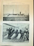 Old Antique Print 1898 America Ship Vesuvius Pneumatic Guns Rifle Team Bi 19th