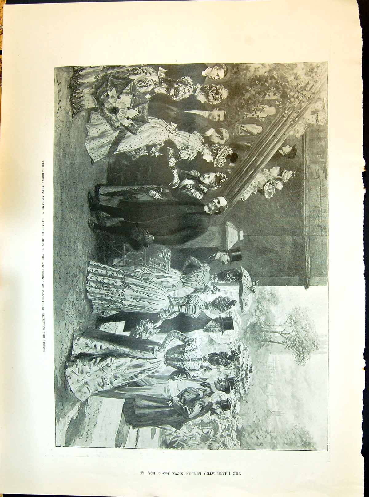 Old 1898 Garden Party Lambeth Palace Archbishop Canterbury Spanish Wa Victorian
