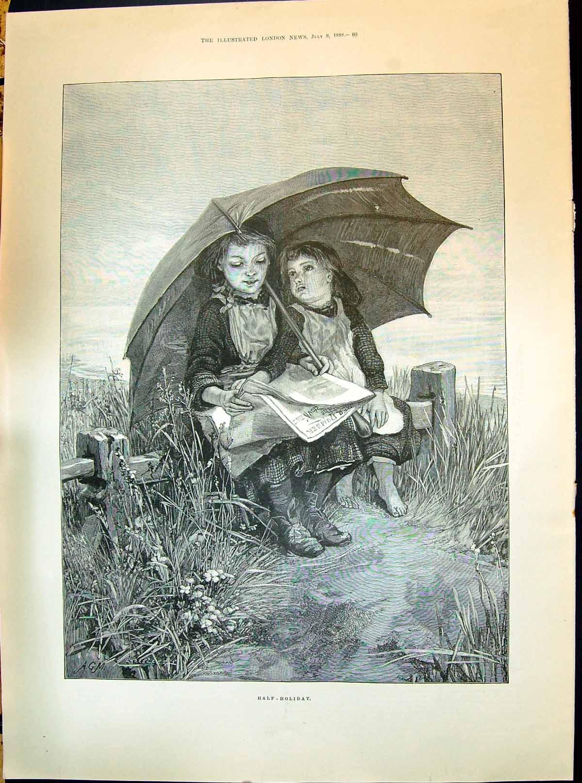 Old 1898 Half-Holiday Children Beach Umbrella Prince Wales Gordon Hig Victorian