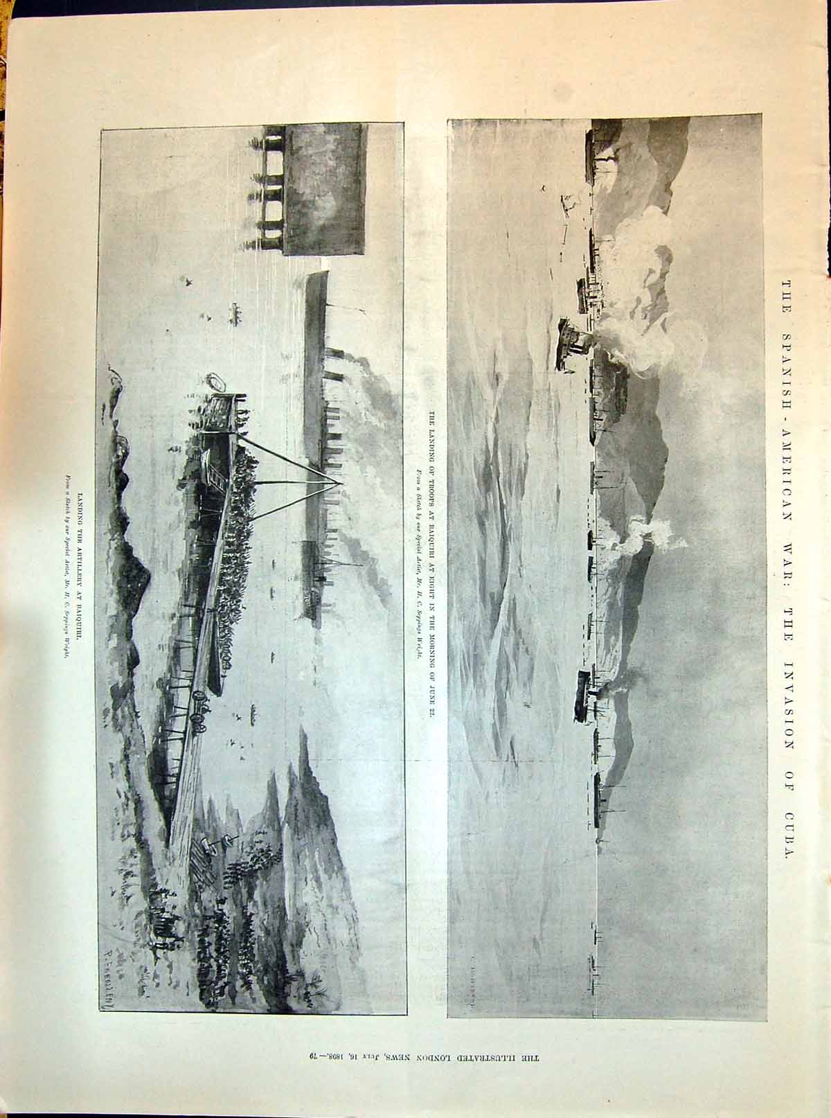 Old 1898 Spanish American War Cuba Baiquiri Artillery Ships Fereratio Victorian
