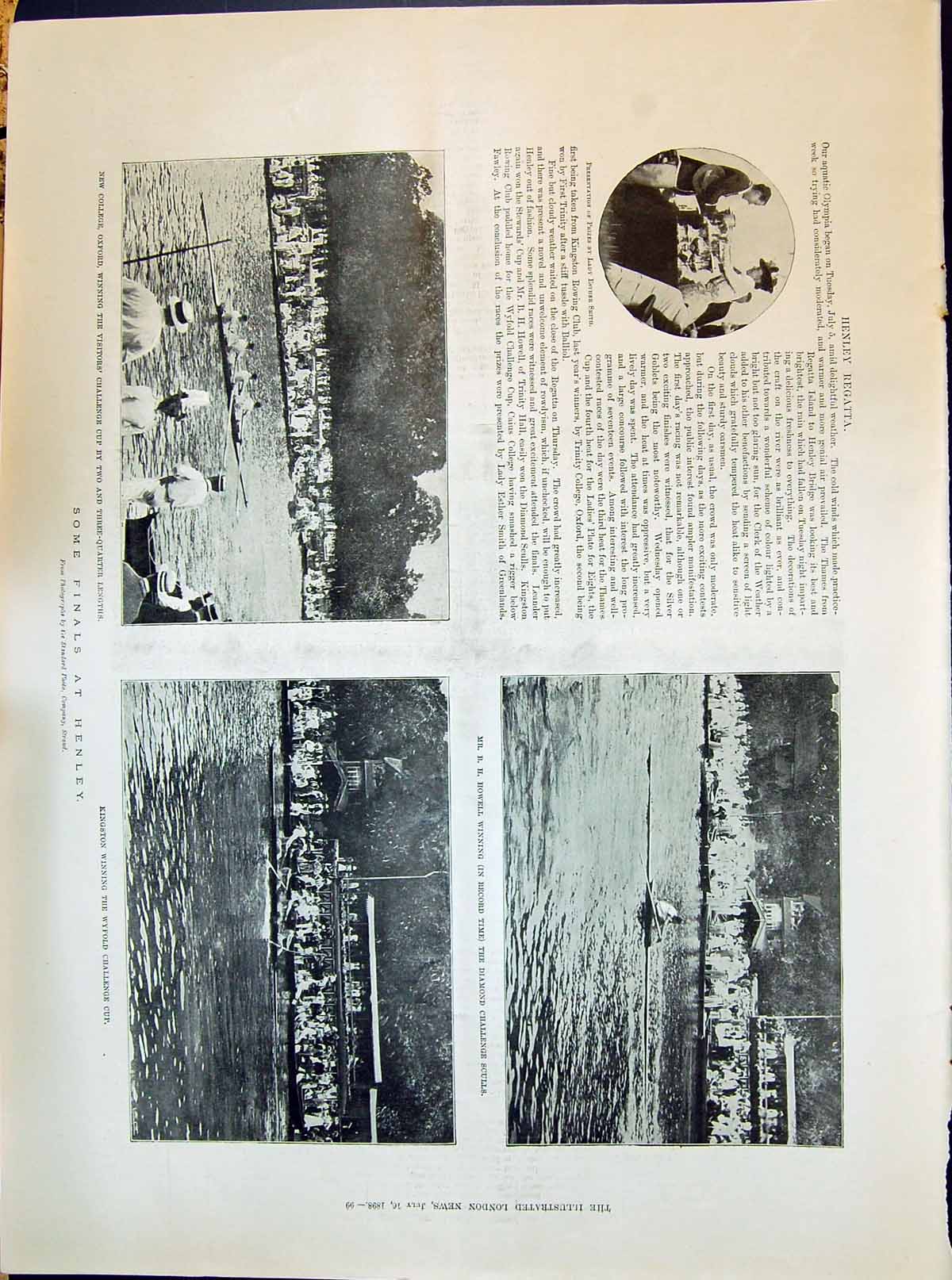 Antique Print 1898 Henley Regatta Lady Esther Smith Howell Kingston WyfOxfo