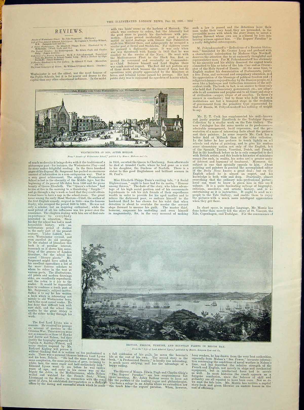 Old 1898 Westminster London British French Turkish Egyptian Ships Bei 19th