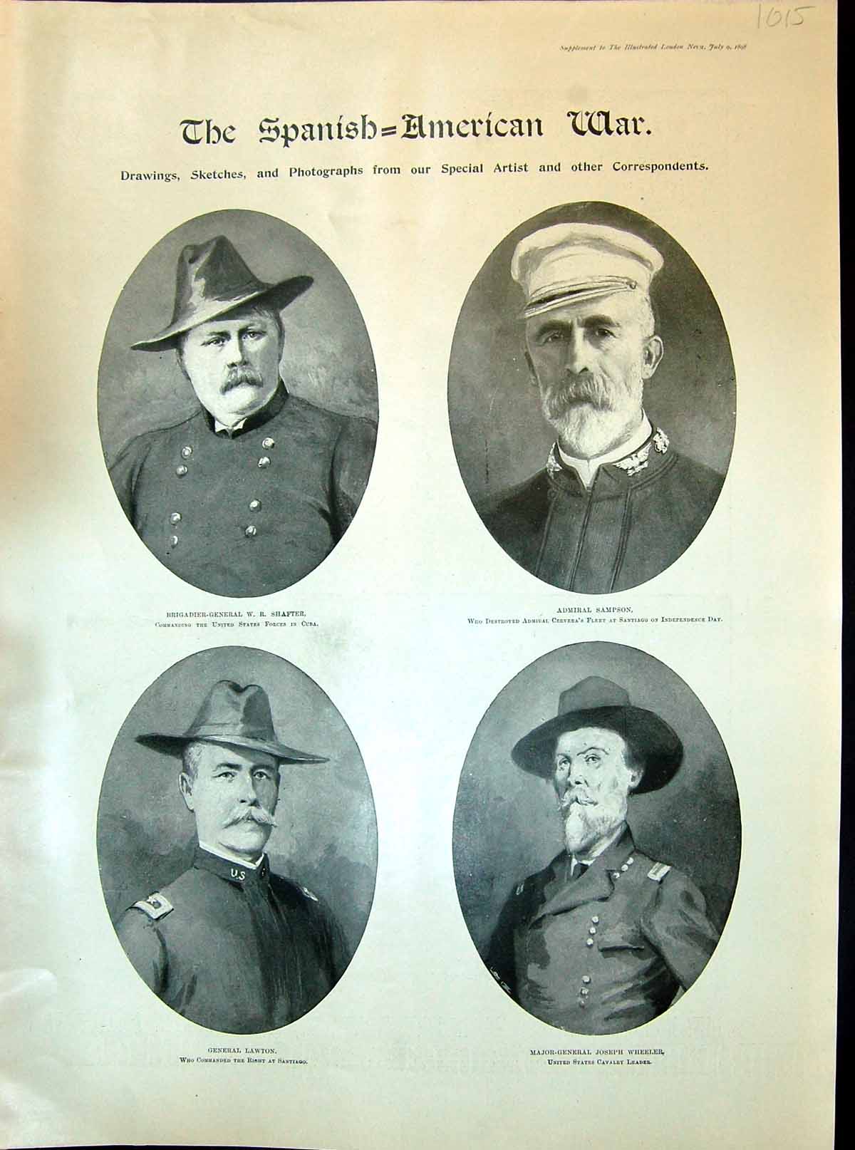 Old 1898 Spanish American War Shafter Sampson Joseph Wheeler GeneralVictorian