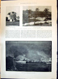 Original Old Antique Print 1898 Torpedo Experiments Portsmouth Manzanillo Fort
