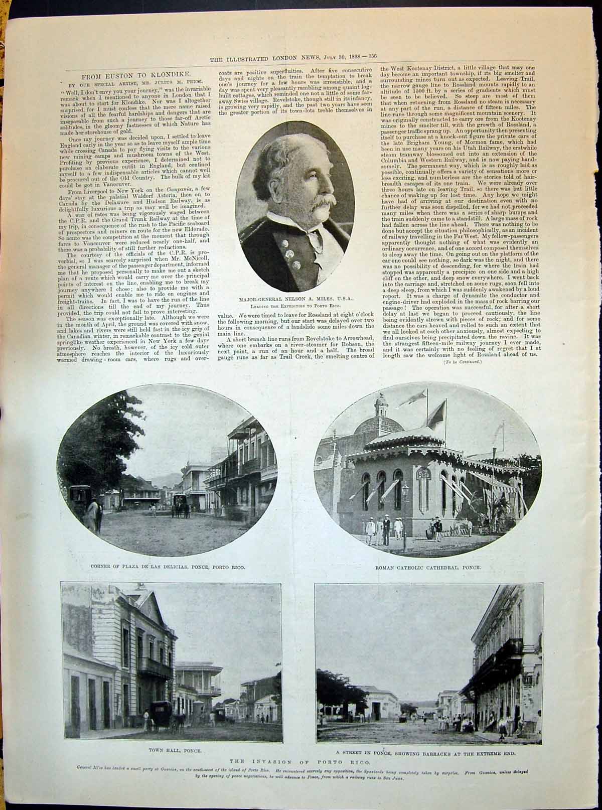 Old 1898 Major-General Nelson Miles Porto Rico Ponce Roman Catholic C Victorian