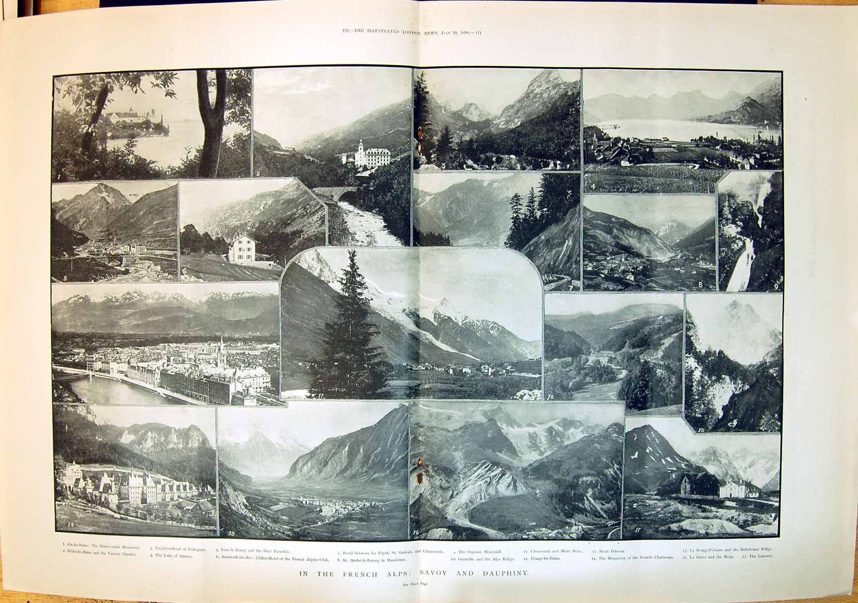 Old 1898 French Alps Mountains Pralognan Grenoble Oursiere Mont Blanc 19th