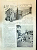 Old 1898 Story Illustration Mr Dimmock'S Card Arthur Buckland Mabel H Victorian