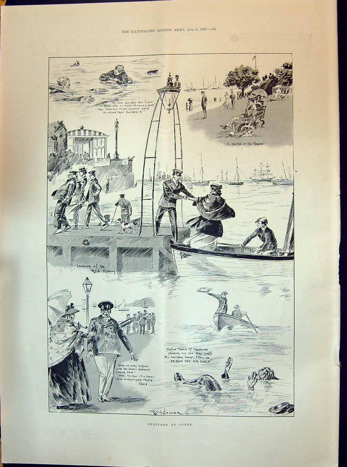 Old 1898 Cowes Regatta Sport Boats Finnis Crawford Ladies Fashion Tra Victorian